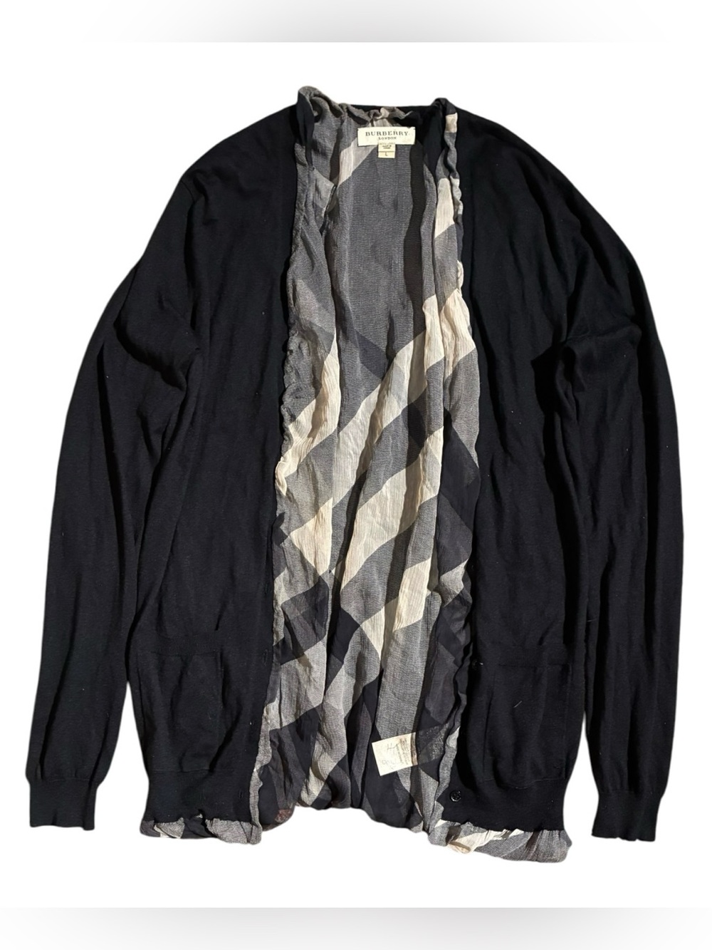 Burberry Silk Nova Print Interior Black Cardigan